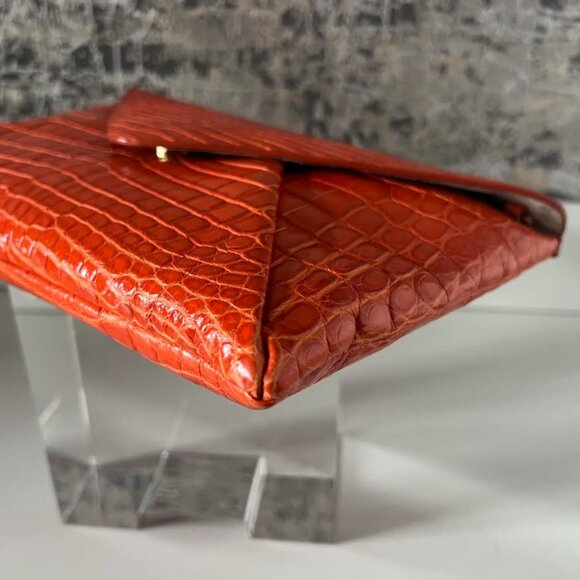 $5K MICHAEL KORS COLLECTION NILE CROCODILE CONVERT ENVELOPE CLUTCH PURSE WALLET - Picture 7 of 10